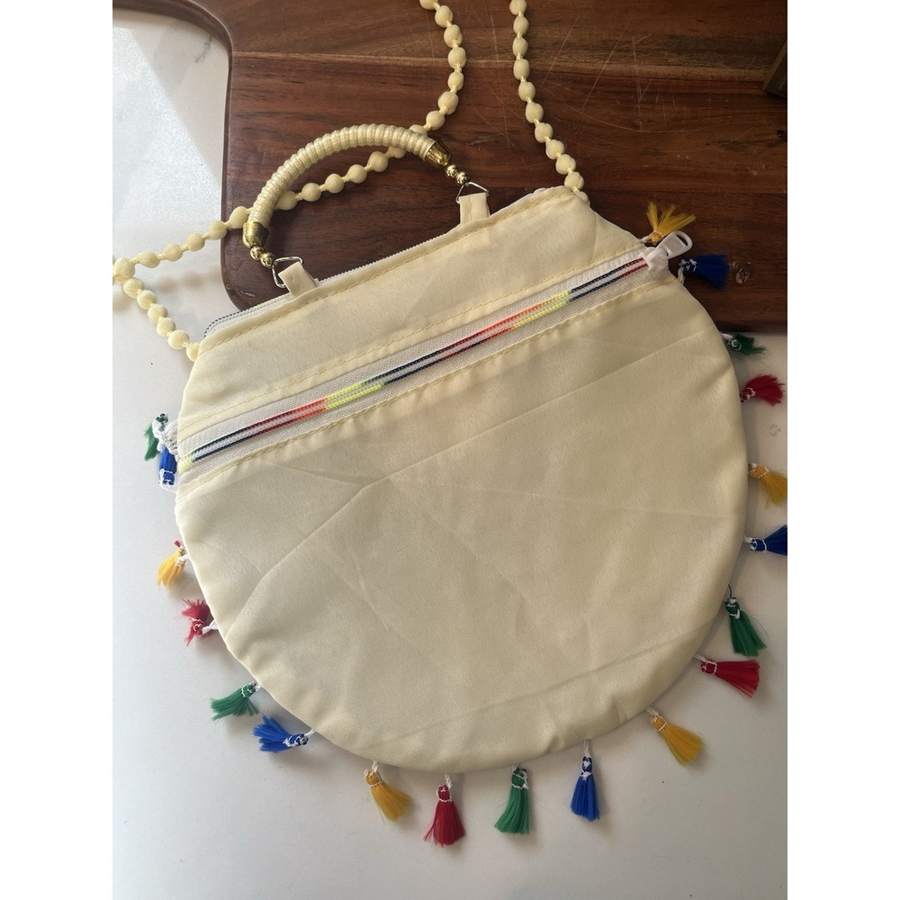 Handmade Embroidered Shoulder Bag Colorful Indian Crossbody Tassel Handbag - Picture 3 of 8